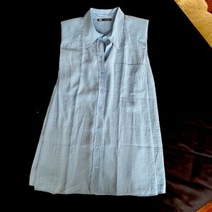 ZARA Long Button Down Tunic Tank with Padded Shoulders